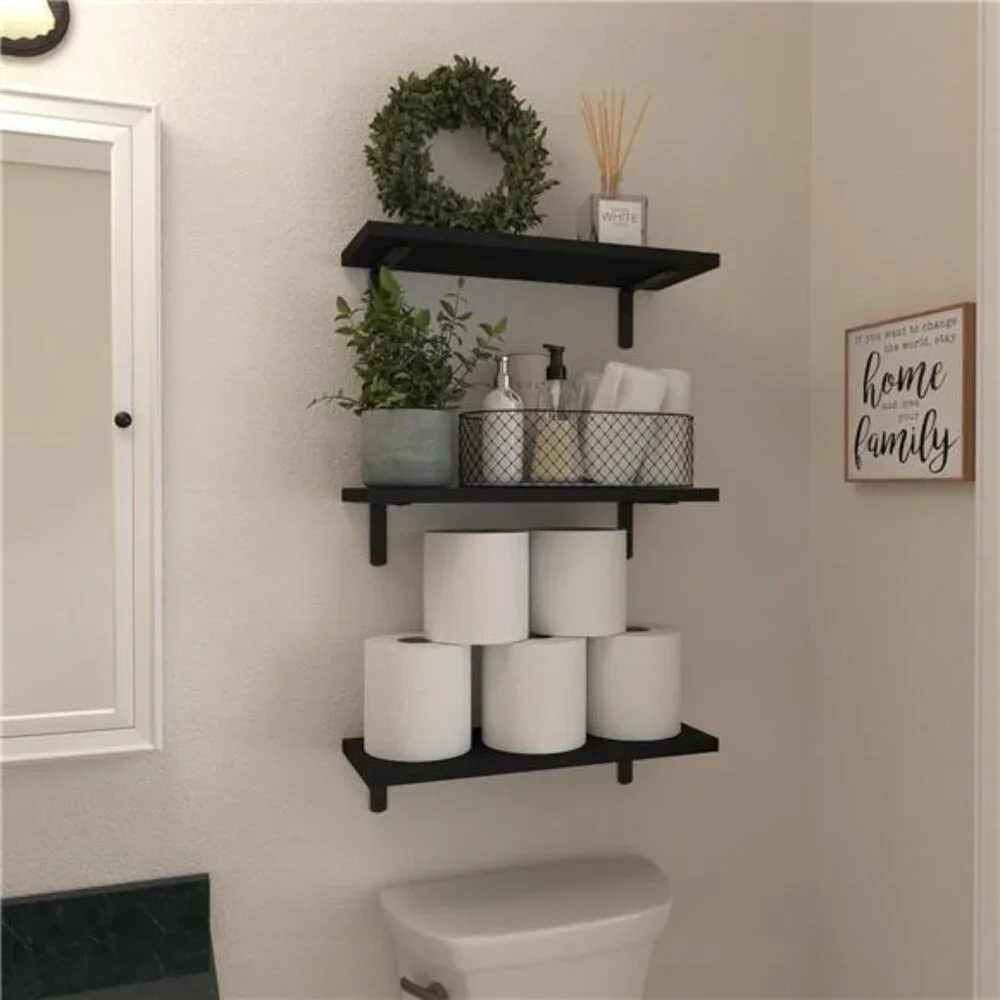 Wood Floating Shelves Set of 6, Shelves for Wall Decor, Farmhouse Shelf